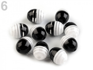 Plastové korálky s proužkem oliva 9x12 mm