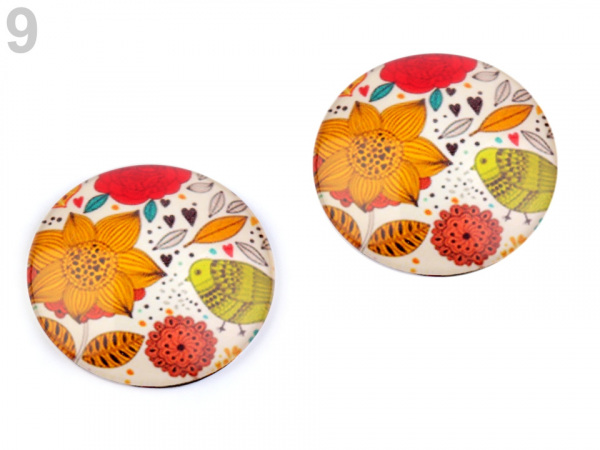 Kabošon ryba, ptáček, srdce Ø30 mm