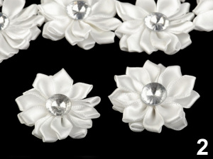 Saténový květ Ø40 mm s kamínkem