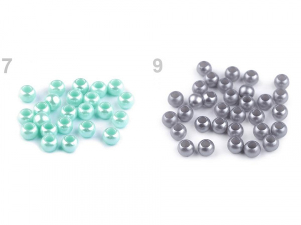 Plastové perly s velkým průvlekem 6x8 mm