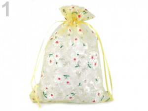 Dárkový pytlík 14,5x20 cm organza s květy