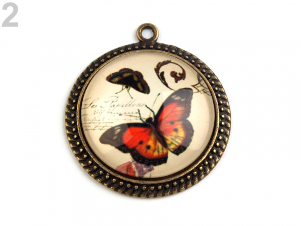 Přívěsek Ø31 mm motýli