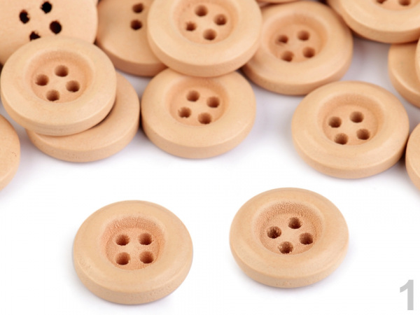 Dřevěný dekorační knoflík čtyřdírkový