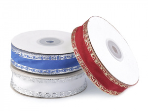 Stuha s lurexem a drátem šíře 25 mm