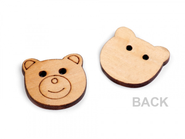 Dřevěný knoflík velikost 38" medvěd