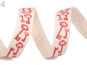 Bavlněná stuha šíře 15 mm s potiskem hvězdy, motýl, ptáček, sova, pejsek