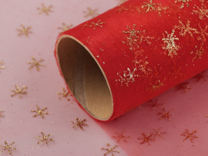 Organza vánoční s glitry šíře 36 cm