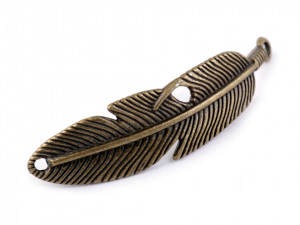 Kovová ozdoba pírko 15x55 mm
