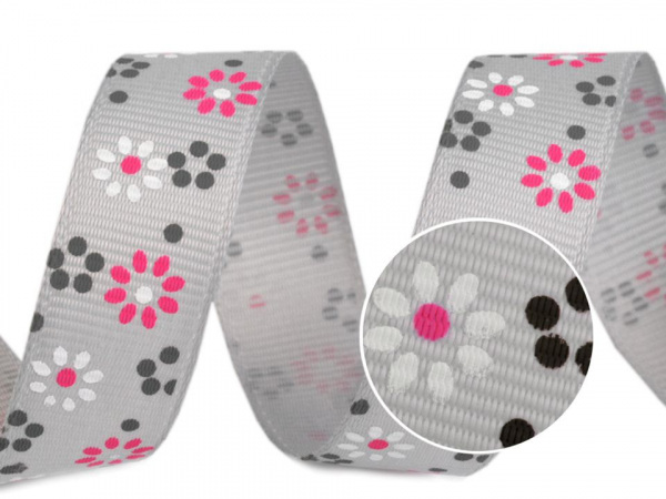 Rypsová stuha květy šíře 15 mm