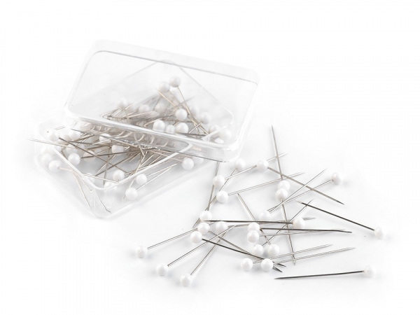 Špendlíky s plastovou hlavičkou délka 32 mm bílé