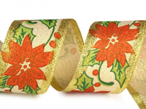Vánoční stuha s lurexem šíře 40 mm