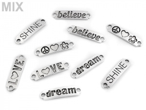 Kovová ozdoba s textem 10x40 mm