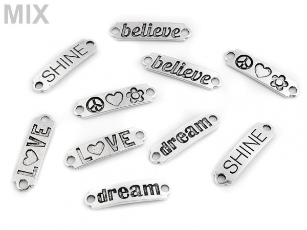 Kovová ozdoba s textem 10x40 mm