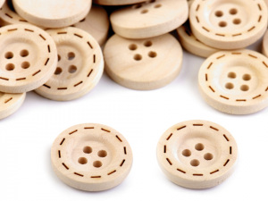 Dřevěný knoflík vyřezávaný okraj velikost 28"