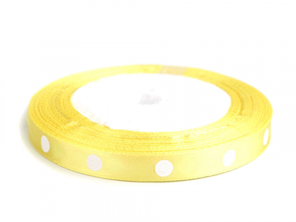 Saténová stuha s puntíky šíře 10 mm