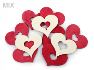 Dřevěné srdce k zavěšení / k nalepení 45x60 mm