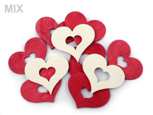 Dřevěné srdce k zavěšení / k nalepení 45x60 mm