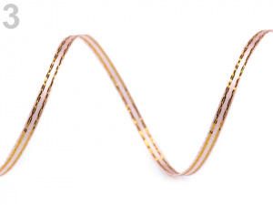 Atlasová stuha oboulící s lurexem šíře 3 mm