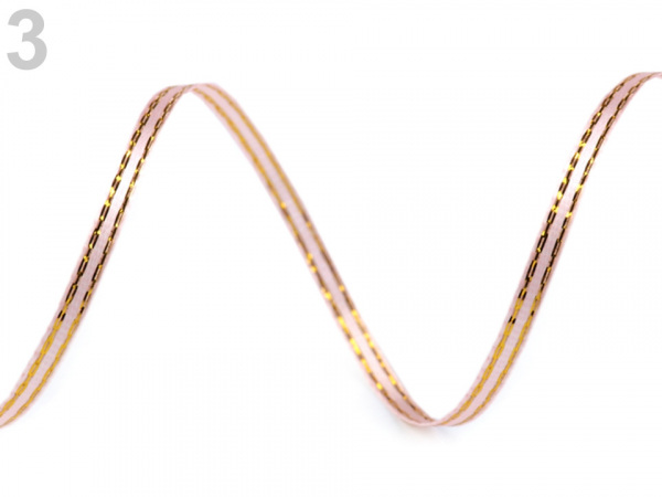 Atlasová stuha oboulící s lurexem šíře 3 mm