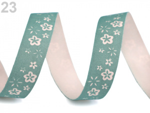 Bavlněná stuha šíře 15 mm s potiskem hvězdy, motýl, ptáček, sova, pejsek