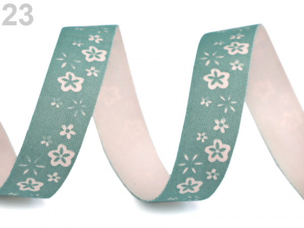 Bavlněná stuha šíře 15 mm s potiskem hvězdy, motýl, ptáček, sova, pejsek