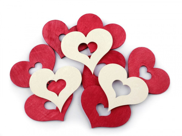 Dřevěné srdce k zavěšení / k nalepení 45x60 mm