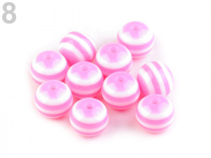 Plastové korálky s proužkem Ø12 mm