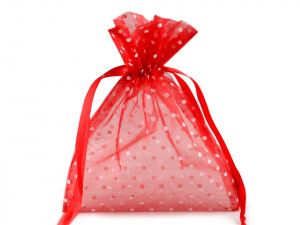 Dárkový pytlík 13x18 cm organza s puntíky
