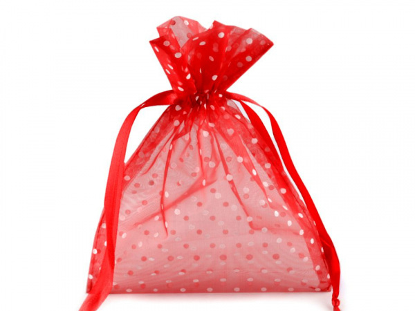 Dárkový pytlík 13x18 cm organza s puntíky