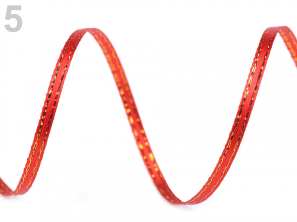 Atlasová stuha oboulící s lurexem šíře 3 mm