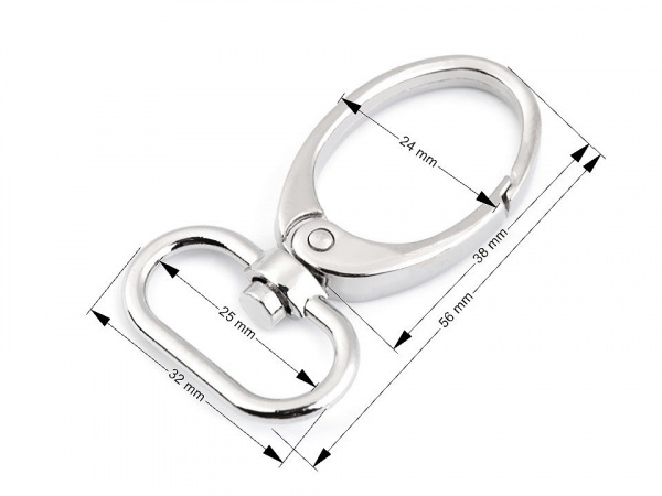 Kovová karabina s obrtlíkem průvlek 25 mm