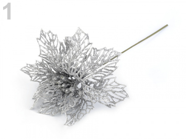 Vánoční hvězda Ø13 cm s glitry