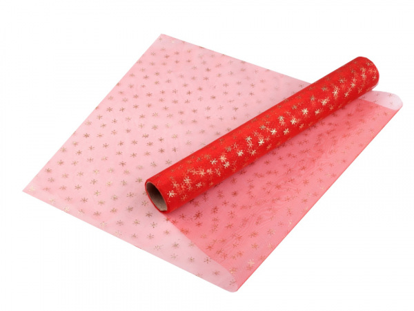 Organza vánoční s glitry šíře 36 cm