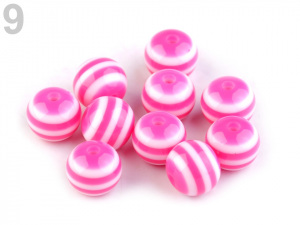 Plastové korálky s proužkem Ø12 mm