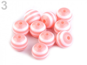 Plastové korálky s proužkem Ø12 mm