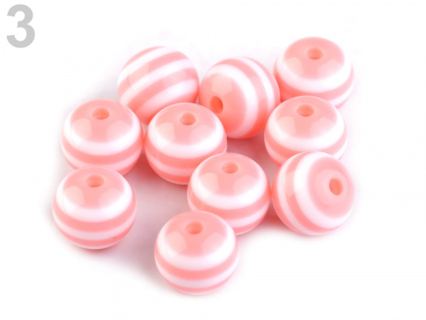 Plastové korálky s proužkem Ø12 mm