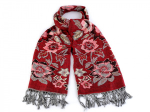 Oboustranná šála typu pashmina s třásněmi 70x175 cm
