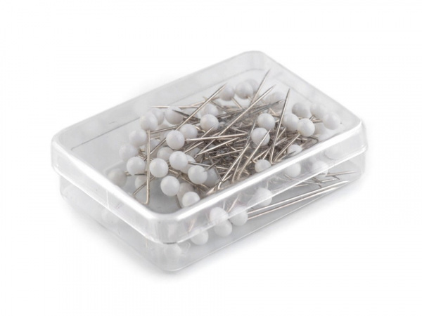 Špendlíky s plastovou hlavičkou délka 32 mm bílé