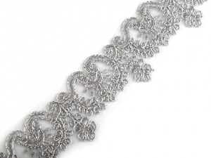 Vyšívaný prýmek na monofilu šíře 40 mm s lurexem