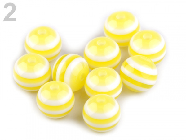 Plastové korálky s proužkem Ø12 mm