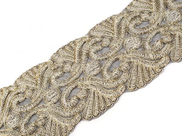 Vyšívaný prýmek šíře 90 mm s lurexem