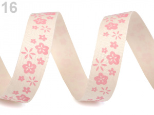 Bavlněná stuha šíře 15 mm s potiskem hvězdy, motýl, ptáček, sova, pejsek