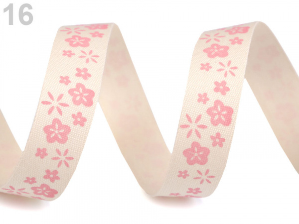 Bavlněná stuha šíře 15 mm s potiskem hvězdy, motýl, ptáček, sova, pejsek