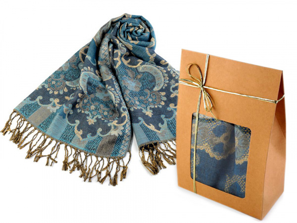 Šála s lurexem v krabičce, dárkové balení
