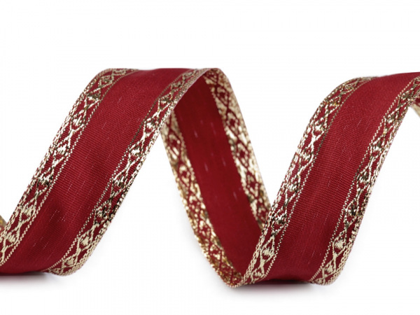 Stuha s lurexem a drátem šíře 25 mm
