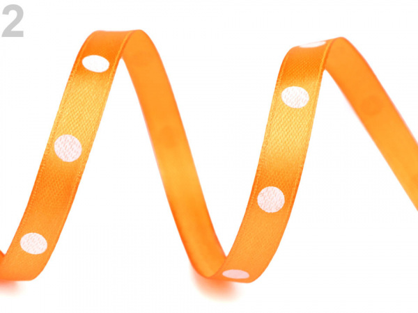 Saténová stuha s puntíky šíře 10 mm