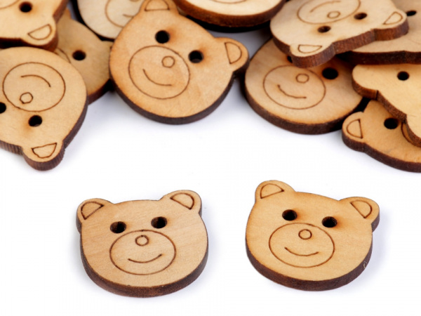 Dřevěný knoflík velikost 38" medvěd