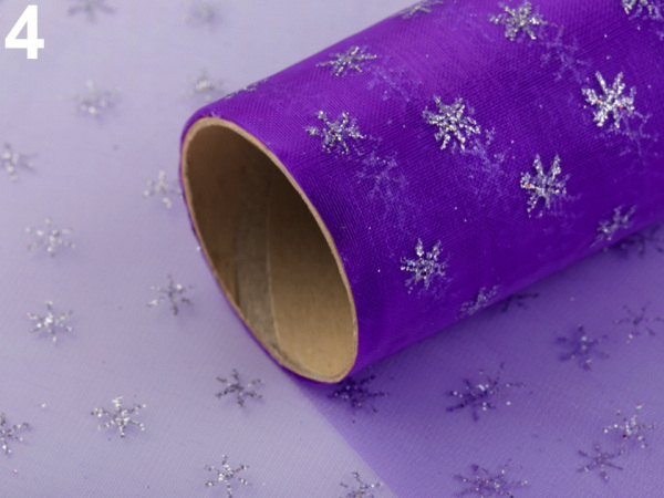 Organza vánoční s glitry šíře 36 cm