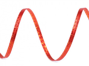 Atlasová stuha oboulící s lurexem šíře 3 mm