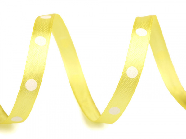 Saténová stuha s puntíky šíře 10 mm